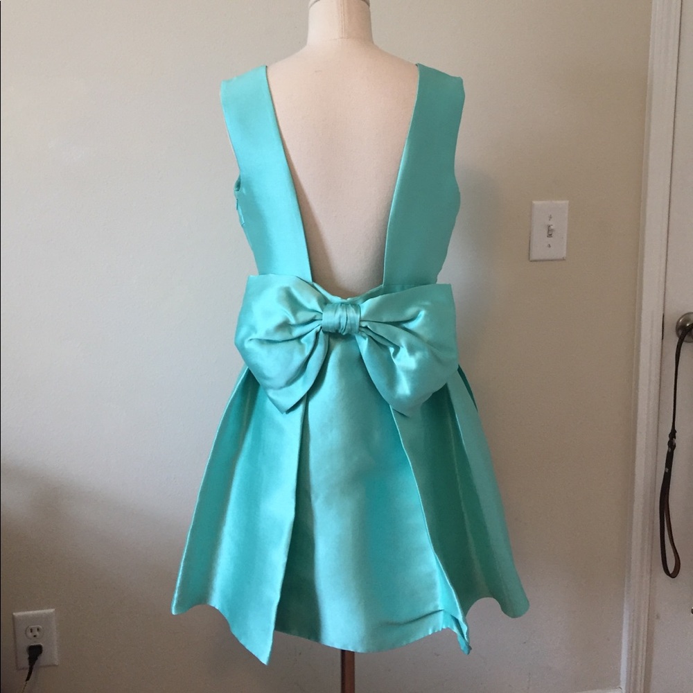 kate spade Aqua Satin Bow-Back Cocktail Dress